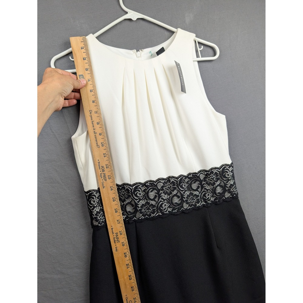 White House Black Market Colorblock Sheath Dress Black Ecru Lace 6